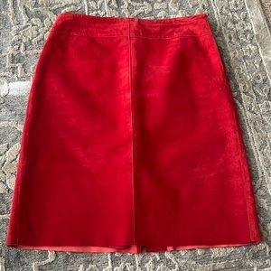 Red leather skirt